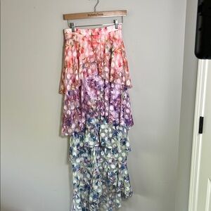 L'Atiste by Amy tiered maxi skirt watercolor floral tiered polka dot Sz S